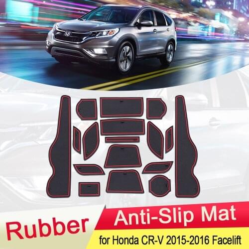 For Honda CR-V CRV CR V 2015 2016 MK4 Facelift Rubber Anti-slip Mat Door Groove Cup Phone Pad Gate Slot Coaster Car Accessories