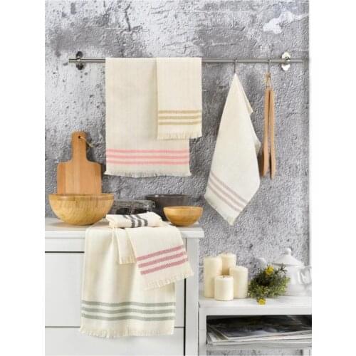 9 Pieces Mini Peshtemal, 100% Cotton, Kitchen Towel & Drying Towel, Striped Pattern