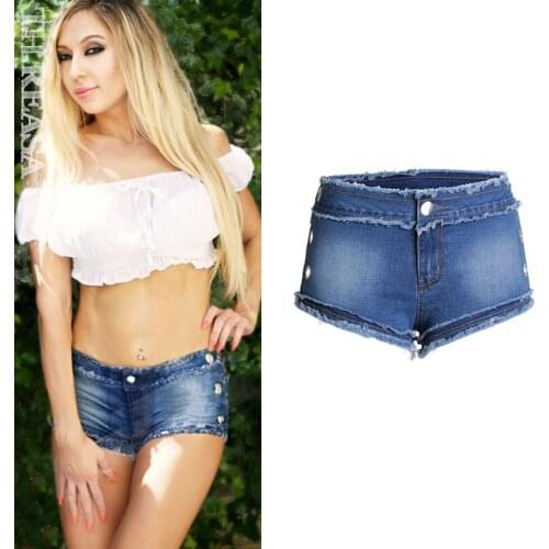 European Station Hot European and American Elastic Wool-side Shorts Flowing Chicken-eye Jeans Womens Mid-waist Hot Pants