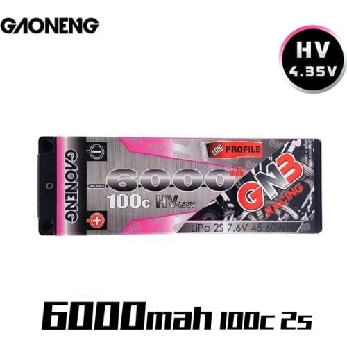 GNB 7.6V 6000mAh 100C/200C 2S Hardcase 2S LiPo Battery pack 5.0mm bullet Deans T Plug for 1:10 1/10 RC Car RC Boat