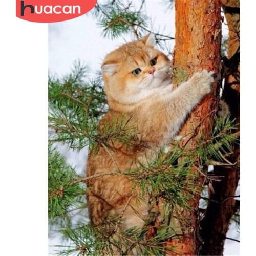 HUACAN New Diamond Embroidery Cat 5d Diamond Painting Animal Full Square Round Rhinestones Picture Diamond Mosaic Home Decor