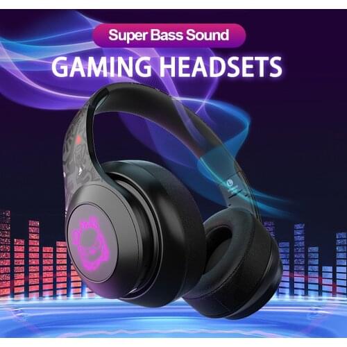 Gaming Headsets Bluetooth Wireless Headphones HIFI Bass RGB LED Light Headset With Microphone For Phone Computer PC Laptop
