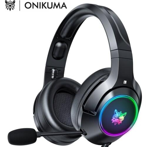 ONIKUMA K9 Gaming Headphones For Girl Kid PC Stereo Gaming Headsets With Mic & LED Light For Laptop/ PS4/Xbox One Controller