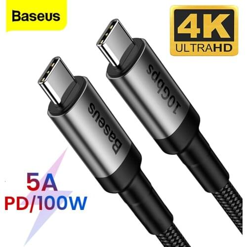 Baseus USB 3.1 Type C To USB C Cable For MacBook Pro 100W PD Quick Charge 4.0 3.0 For Samsung S10 Xiaomi Redmi K20 USBC Charger
