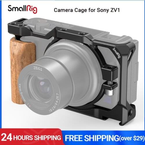 SmallRig Camera Cage For Sony ZV1 Dslr Cage With Wooden Handle Grip Cold Shoe For Microphone/Led/Light Camera DIY Rig- 2937