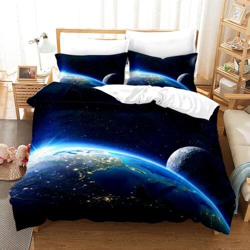 Space Galaxy Bedding Set Bedspread Single Twin Full Queen King Size Sky Stars Planet Bed Set Childrens Kid Duvetcover 12
