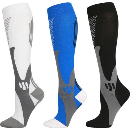 Compression High Socks Scientific Shock Absorption Arch Support Jacquard Road Sportswear Men Women Socks For Sport Three Colors