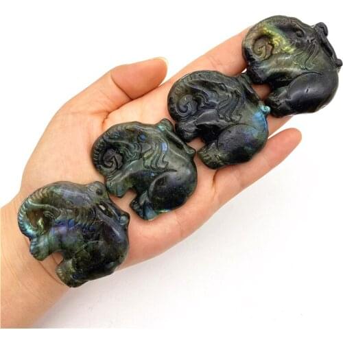 Beautiful 1PC Natural Labradorite Elephant Hand Carved Polished Crystal Gifts Healing Crystal Animal Natural Quartz Crystals