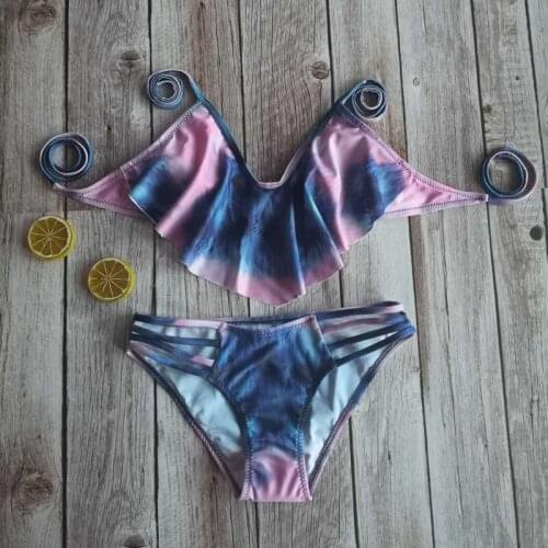 Hot Sexy Women Ruffle Print Bikini Set Push up Padded Bra Swimsuit Swimwear Beach Bathing Suits biquini Socraigh Bikini