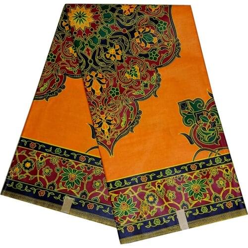 High Quality African Guaranteed Veritable Real Wax Orange Pattern Print Sewing Material Fabric African Batik Cotton Fabric
