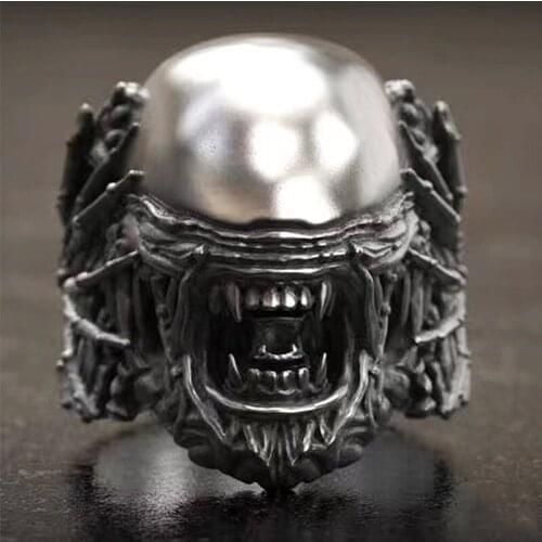 Fashion Retro Neutral Ring Punk Motorcycle Style Black Exaggerated Skull Ghost Ring Mens Motorcycle Accessories
