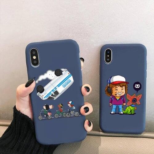 Stranger Things Phone Case for iPhone 12 mini 11 Pro XS MAX X XR 7 8 6 Plus Candy Color blue Soft Silicone Cover