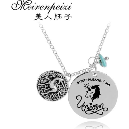 New Novelty Pendant Necklace Gift For Him or Her Magical Horse Statement Necklace Animal Jewelry Letter Necklace For Woman