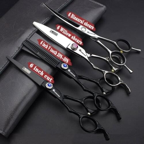 Left-handed hairdressing scissors 6 inch left-handed special hair salon and beauty salon special scissors Free custom logo fine