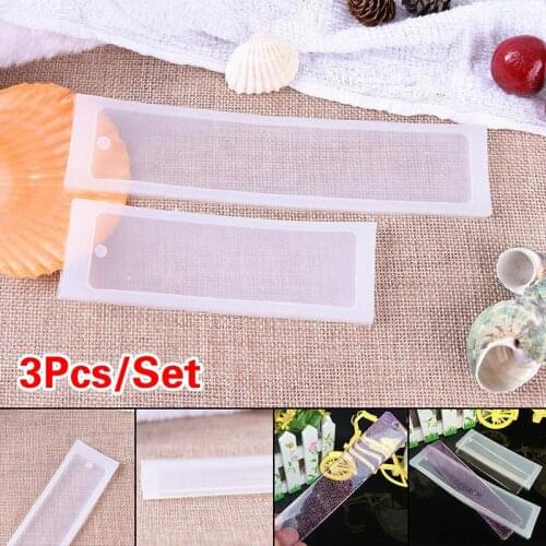 3Pcs Craft Diy Transparent Uv Resin Liquid Silicone Mold Rectangle Bookmarks Resin Molds For Diy Pendant Charms Making Jewelry