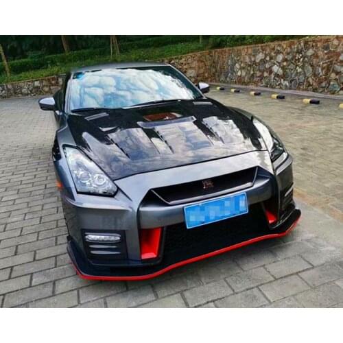 Transparent Glass Carbon Fiber Front Bumper Engine Hood Bonnet Vent Cover For Nissan GTR GT-R R35 2008-2017