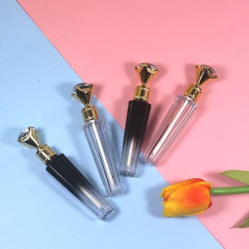 4ml Transparent Gradient Black Diamond Lip Gloss Tube Cosmetic Plastic Lipgloss Wand Packaging Container