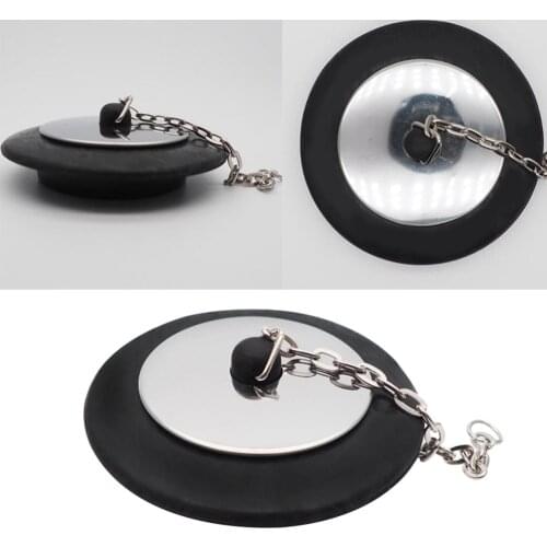 Rubber Choke Bathtub Drain Stopper with Chain Bath Plug Drain Tub Stopper for Home and Hotel (Style A)