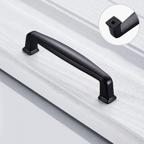 Zinc Alloy Furniture Handle Matte Black Euro-style Drawer Cabinet Kitchen Bathroom Wardrobe Knob Door Handle H4431