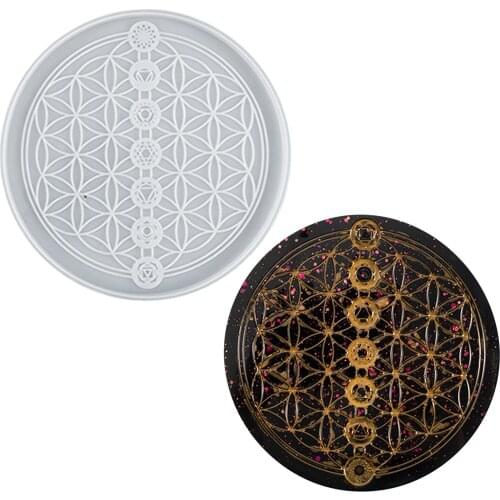 DIY Crystal Epoxy Mold Flower Of Life Silicone Mold Handmade Resin Dish Mat Placemat Casting Mold Home Table Decoration