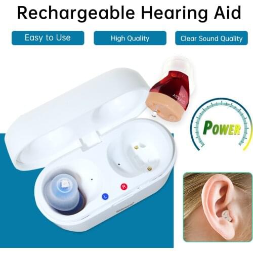 Hearing Aids USB Rechargeable Mini Audifonos In Ear Portable Invisible Adjustable Tone Sound Amplifier for Deafness Drop Shippin