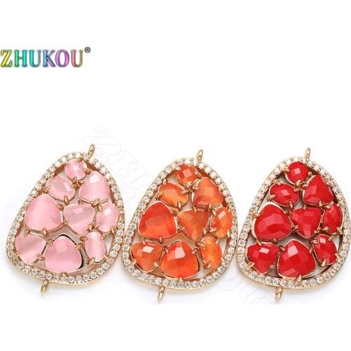 ZHUKOU 2019 Fashion D letter shape DIY Jewelry Connectors Accessories for Jewelry women Bling Crystal earrings jewelry making