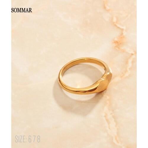 SOMMAR New Sale Gold Vermeil size 6 7 8 female Engagement rings Pattern, love hearts Jewelry on the neck charms
