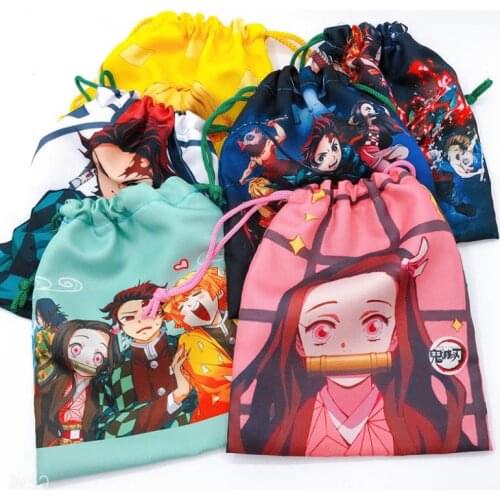 1pc New Anime Demon Slayer Blade Drawstring Bag Nezuko Student Storage Organizing Bag TanjirouTravel Bag Gifts Figure Toys
