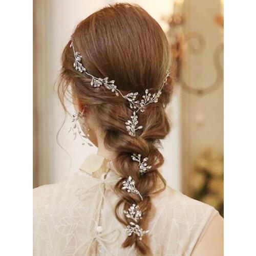 Bridal Silver Rhinestones Hair Vine Headband Wedding Silver Hair Jewelry Hair piece Prom Crystals Hair Accessories for Women