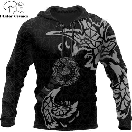 Viking Tattoo All-Over Print Munin 3D Hoodie and Sweatshirt Harajuku Fashion hoodies Unisex Casual Jacket pullover DW0022