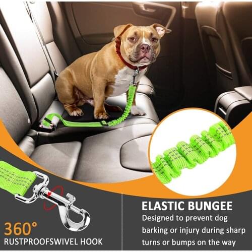 Pet Supplies Car Seat Belt Dog Seat Belt Dog Leash Vehicle Belt Adjustable Cushioning Elastic Reflective Safety Rope for Dog Cat