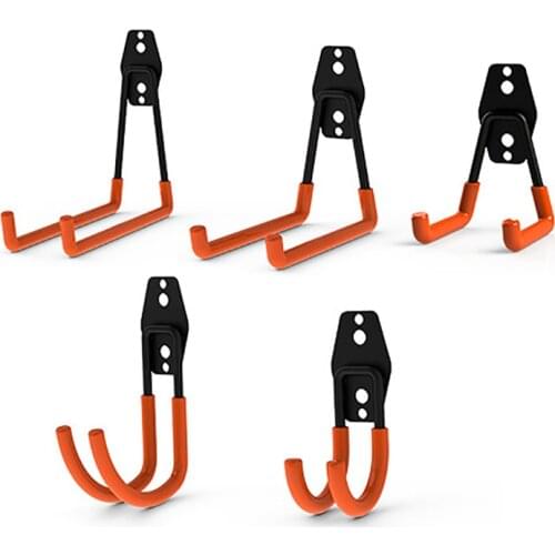 High Quality Orange Steel Garage Storage Utility Double Hooks Warehouse Balcony Metal Garden Wall Organizer Hanger 1pc