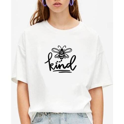 Kind Printed Tee Shirt Femme O-neck Short Sleeve Cotton Tshirt Women Black White Summer Loose T Shirts for Women Tops