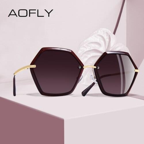AOFLY BRAND DESIGN Sunglasses Women Unique Hexagon Frame Ladies Polarized Sunglasses Female Goggles UV400 A135