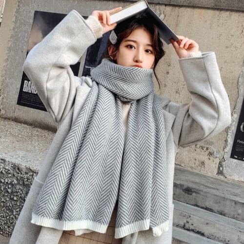 Woman winter striped thicker wild cute girl couple warm fashion scarf