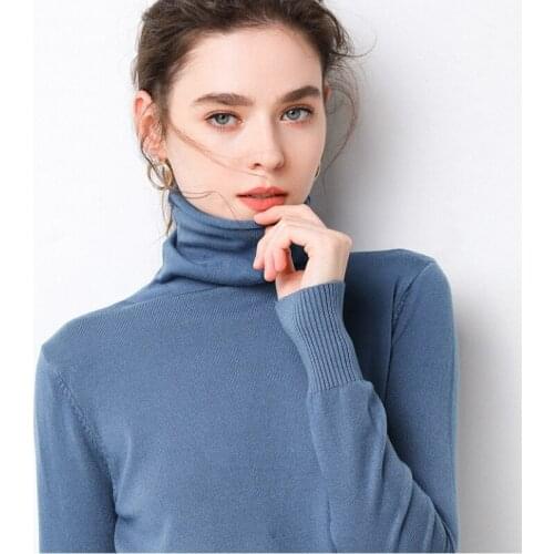 2019 Winter Tops Turtleneck Minimalist Knitted Base Sweater Women Thin Pullover Jumper Knitted Sweater Pull Femme New
