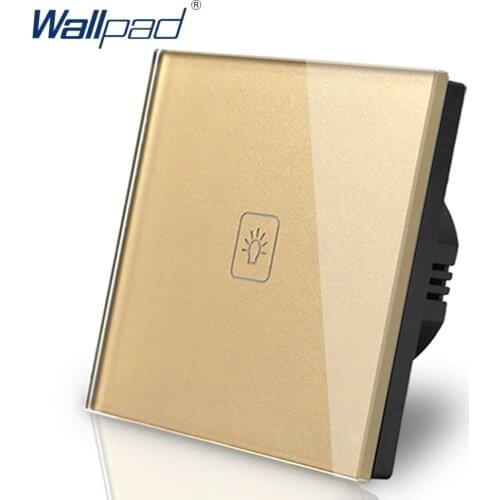 1 Gang 1 Way Luxury EU Light Switch 86*86MM Wallpad Gold Glass Round Box EU European Standard LED Switch Touch Free Shipping