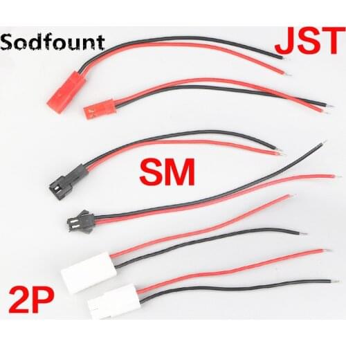 1 Pairs 10cm 100mm 2P JST 2.54MM /SM2.54MM /5557/51005(6.5CM) Connector Plug Cable Male+Female for RC Battery Wire harness