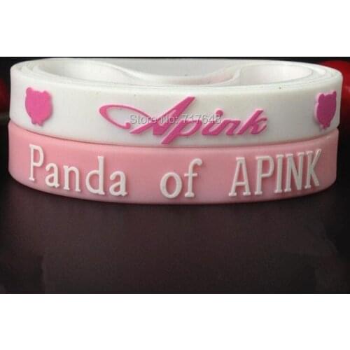 100pcs Apink Wristband Silicone Bracelets free shipping by ePacket