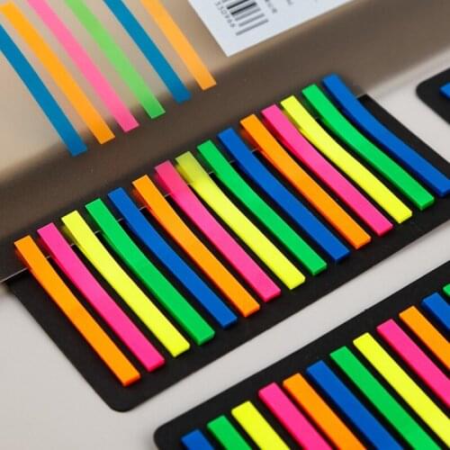 160/300pcs Color Transparent Fluorescent Index Tabs Flags Sticky Note Stationery