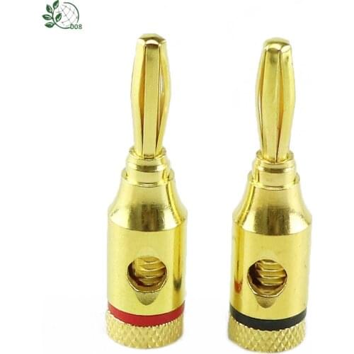 2pcs/set Gold-plated Banana Plugs Musical Audio Speaker Cable Wire Connectors for Speaker Line DIY Tool Home Use Red and Black