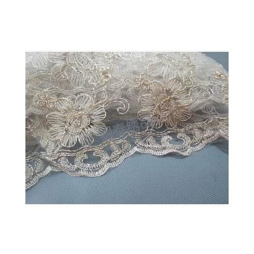 2Yard/lot 3 Colors Golden black embroidery lace clothing accessories diy womens lace fabric 120cm wide polyester net yarn