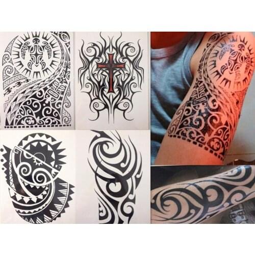 4 pcs Hot Simple Design Black and White 21 X 15 CM Sized Sexy Cool Beauty Tattoo Waterproof Temporary Tattoo Stickers