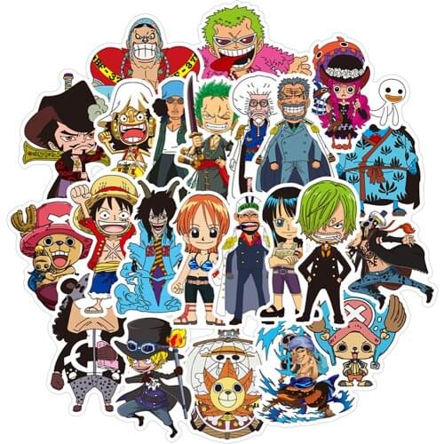 48PCS Anime One Piece Stickers Fridge Guitar Laptop Motorcycle Travel Luggage Classic Toy Cartoon Sticker Cool Toy Gift for Kid