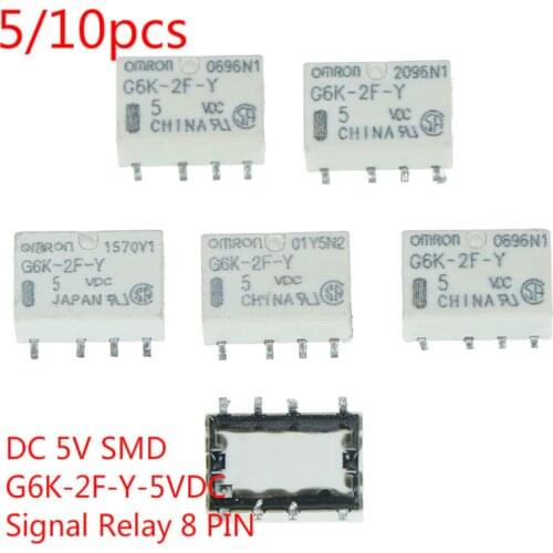 5/10pcs 10*6.5*5mm DC 5V SMD G6K-2F-Y-5VDC Signal Relay 8PIN For Omron Relay