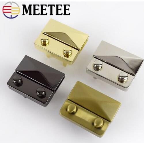 Meetee 44x35mm Women Bag Metal Locks Buckle Fashion Pushed Pushed Snap Lock For Bag Purse Making DIY Replacement Clasp Closure