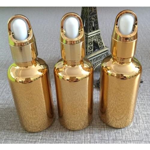 50ml essentical oil glass dropper bottle w golden plated makeup container refillable cosmetics bottles packaging wholesale