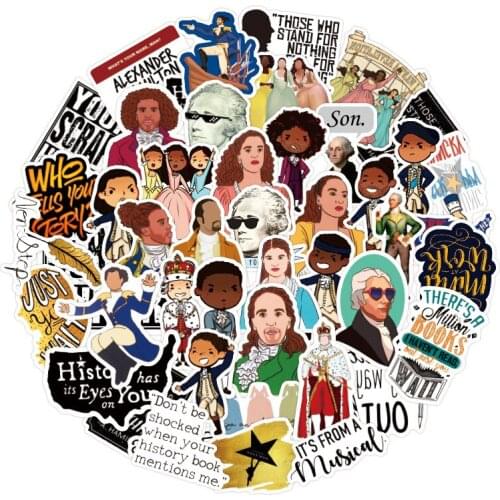 50pcs Hamilton Musical Stickers for DIY Stationery Laptop Decal Pegatinas Skateboard PS4 Guitar Helmet Toy Waterproof Sticke