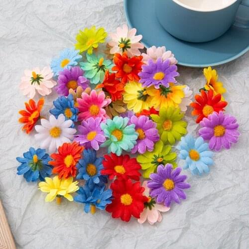 50pcs Multicolor Silk Sunflower Head Artificial Flower For Wedding Engagement Party Home Decor DIY Wreath Garland Headdress