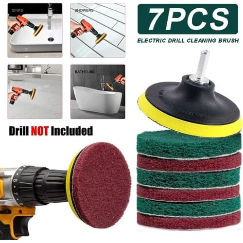 7pcs Drill Brushes Sets Power Scrubber Attachment Set Electric Drill Brush Scrub Pads Grout Power Drills Scrubber Cleaning Brush